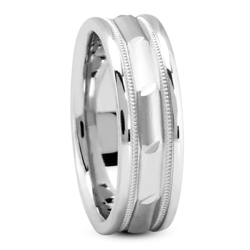 Mens 14KT White Gold Platinum Traditional Wedding Band M382