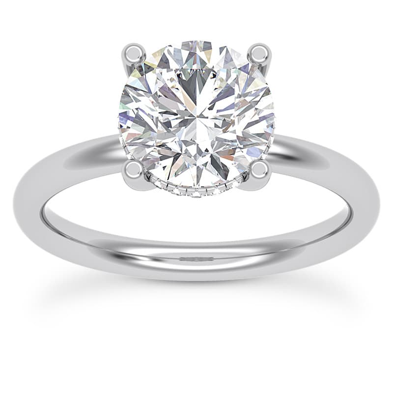 Ladies 14KT White Gold Platinum Round Diamond Engagement Rings ENR9836-1