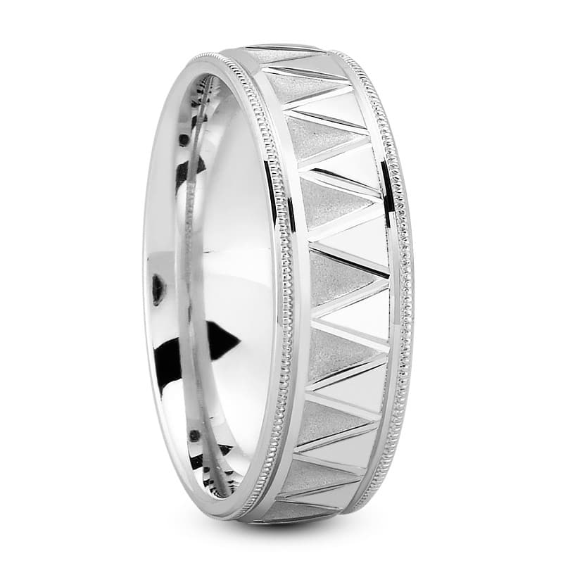 Mens 14KT White Gold Platinum Traditional Wedding Band M1192