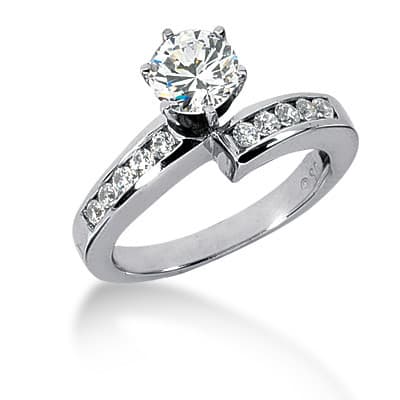 Ladies 14KT White Gold Platinum Fancy Engagement Set ENS593-A