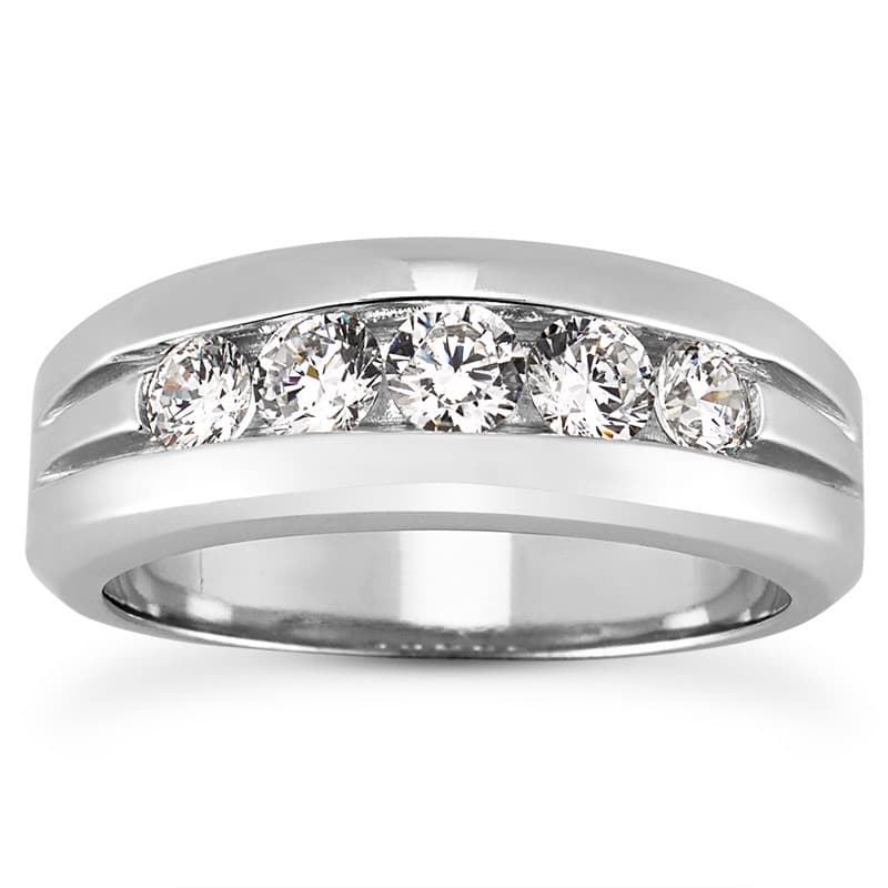 Mens 14KT White Gold Platinum Wedding Band MR1453