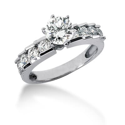 Ladies 14KT White Gold Platinum Fancy Engagement Set ENS576-A