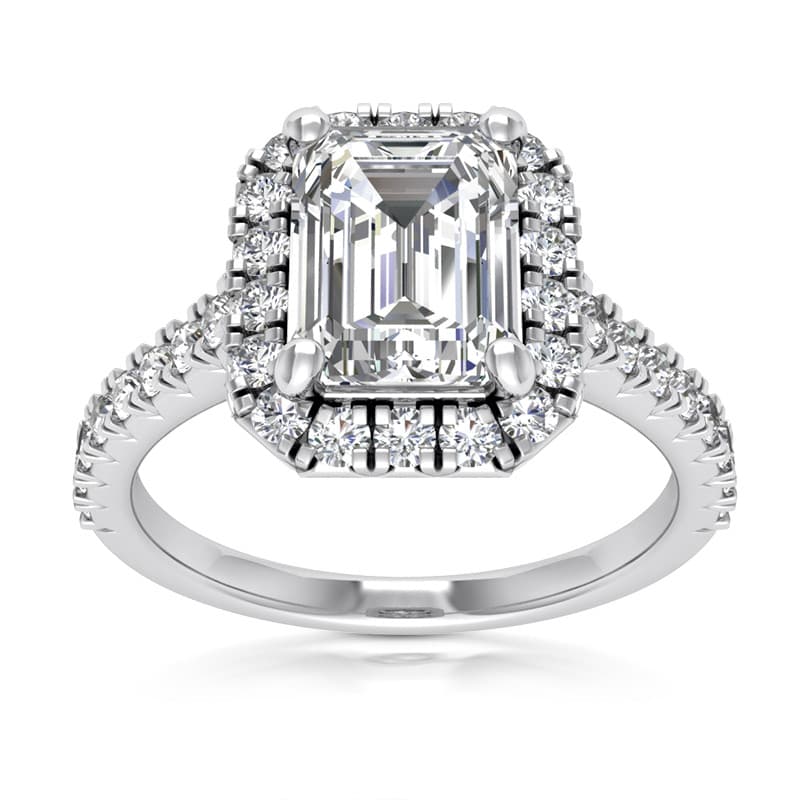 Ladies White Gold Platinum Emerald Diamond Engagement Sets ENS2389-6.5x4.5-EC-A