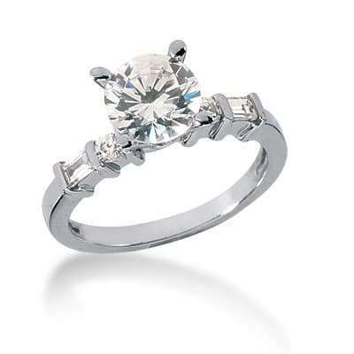 Ladies 14KT White Gold Platinum Tailored Engagement Set ENS171-A