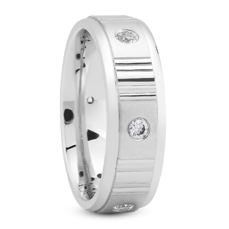 Ladies 14KT White Gold Platinum Traditional Wedding Band DB1061-7-RD