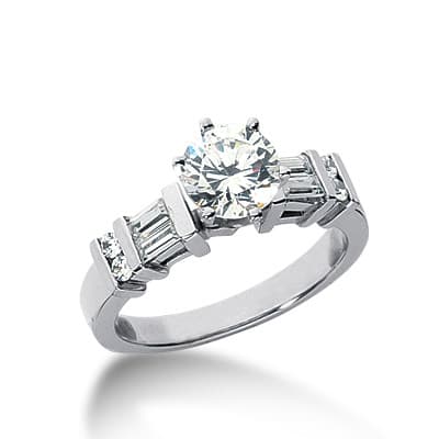 Ladies 14KT White Gold Platinum Fancy Engagement Ring ENR112