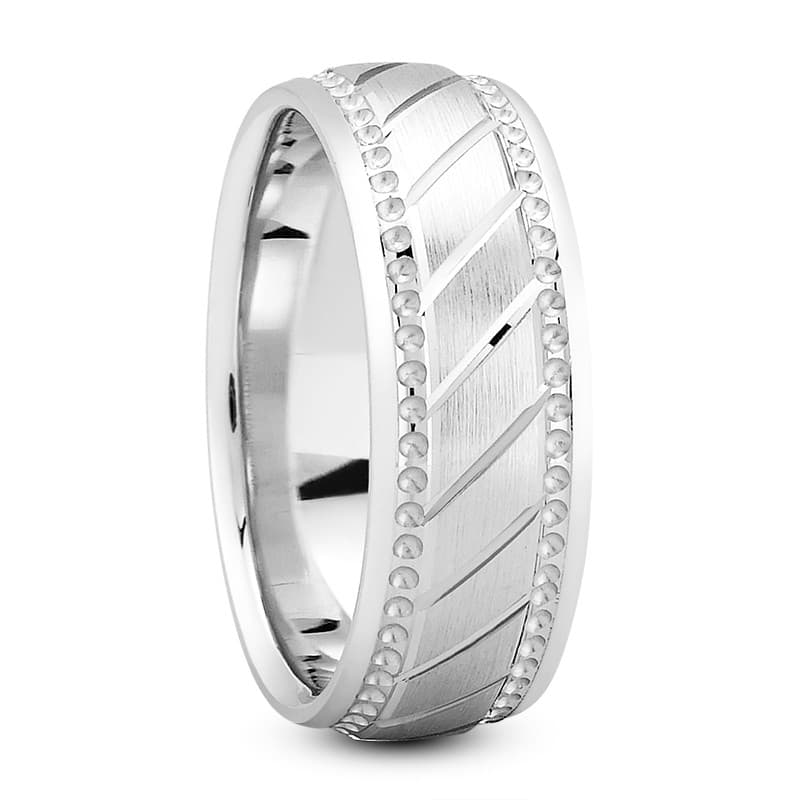 Mens 14KT White Gold Platinum Traditional Wedding Band M1208